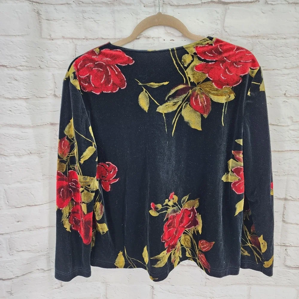 Vintage Velvet Cardigan Whimsigoth Dark Romance Size 10 Rose Vamp Glam Cottage - Picture 8 of 10